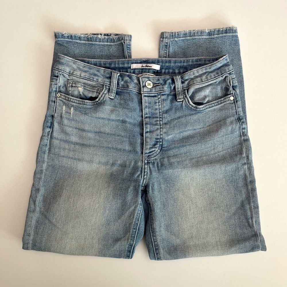 Sam Edelman Light Denim Distressed Jeans, Light Denim Ripped Jeans Y1